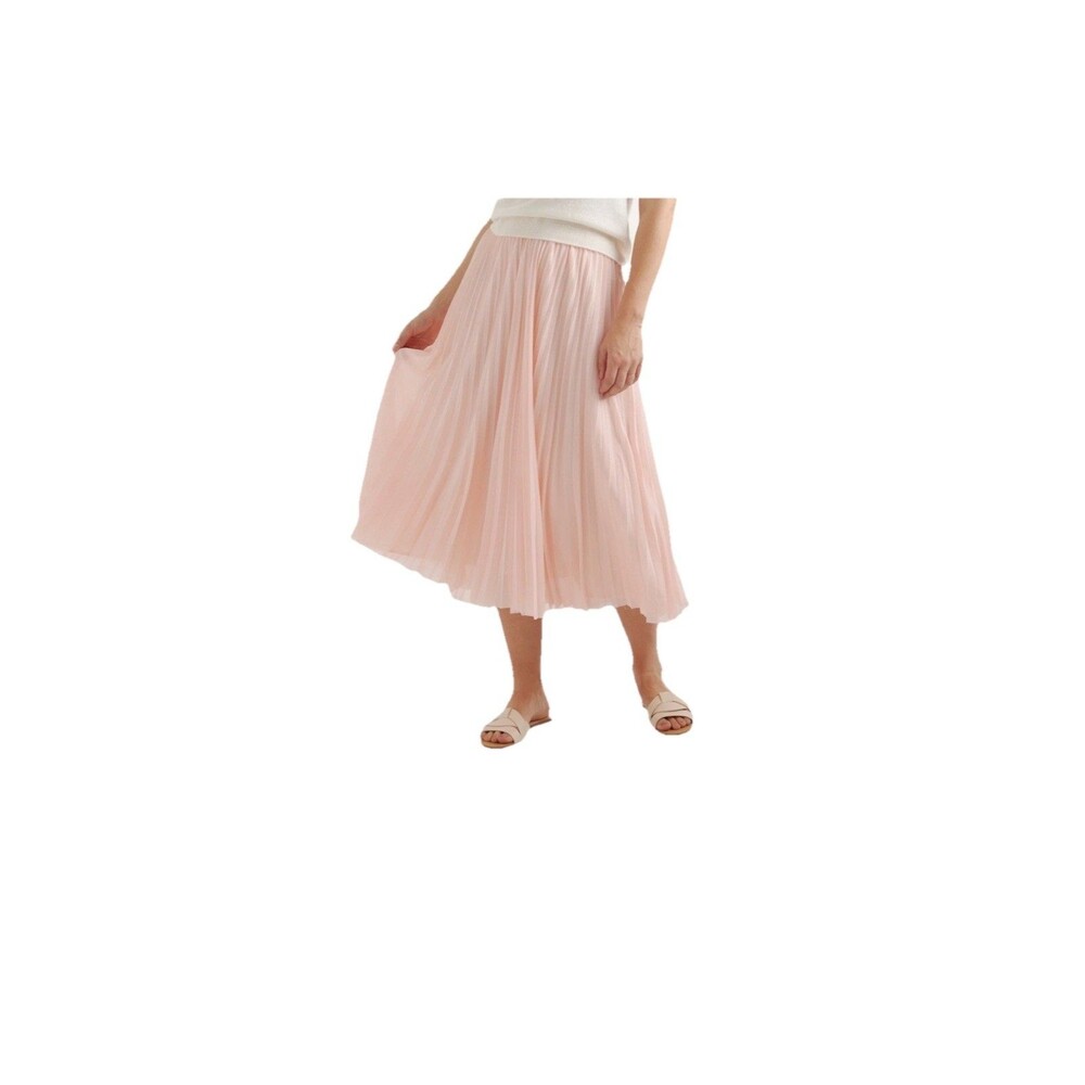 Quince Light Pink Pleated Midi Skirt